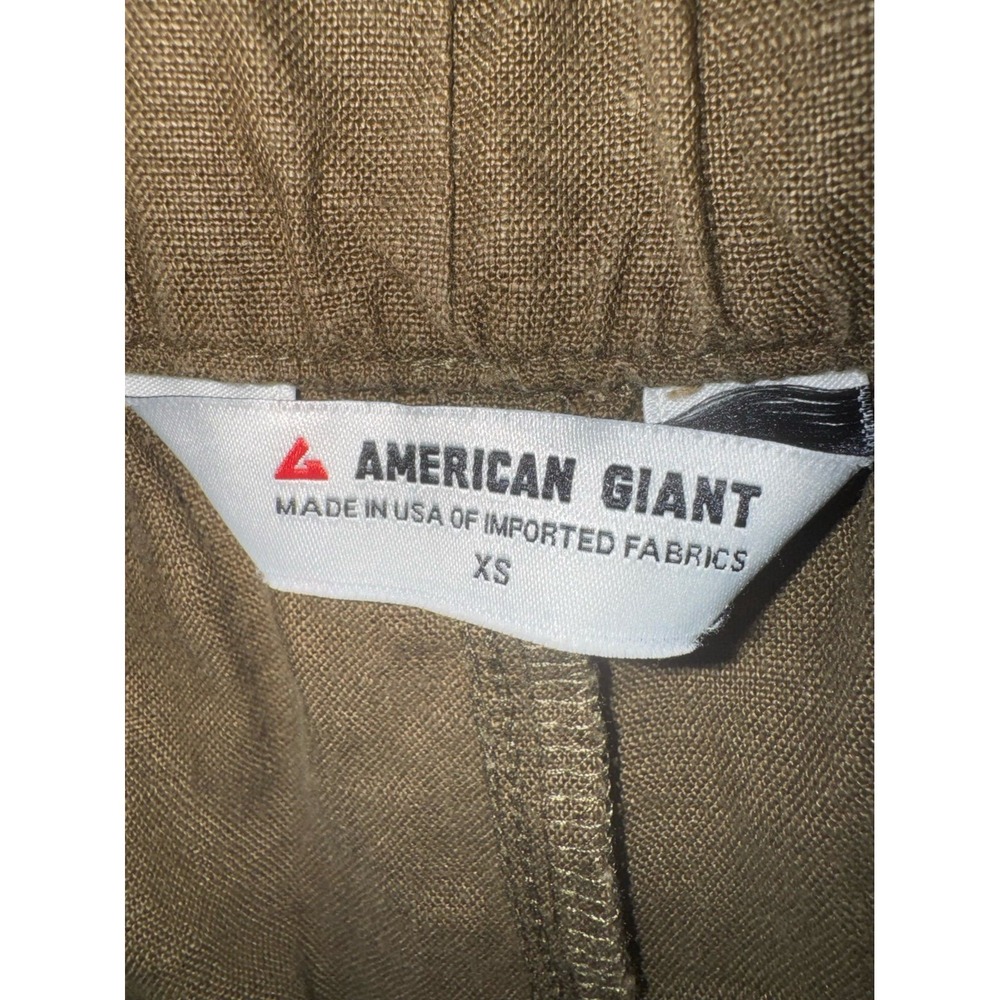American Giant brown 100% linen pull on elastic waist wide leg pants women's XS - Picture 6 of 8